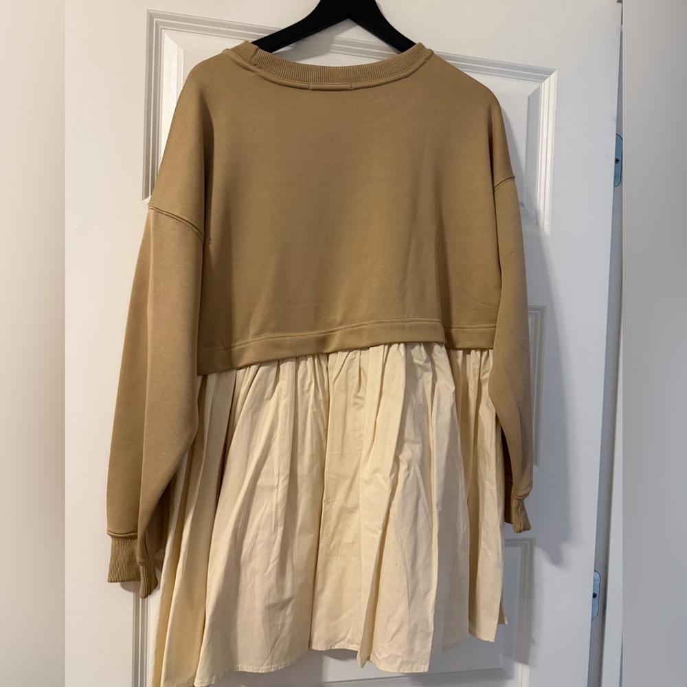 Sweater Top Tan and Cream Dress - Picture 2 of 3